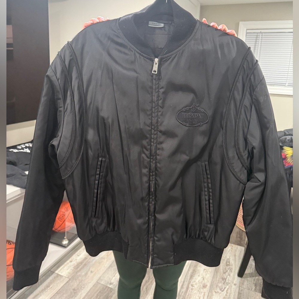 men’s black AUTHENTIC prada bomber jacket